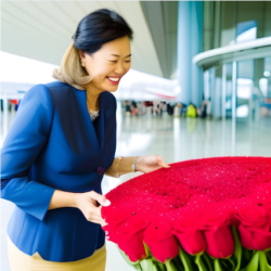 flower as a welcome gift at the airport